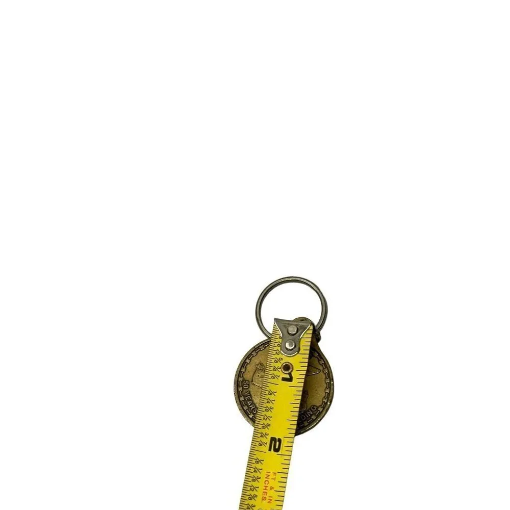 Litton Ingalls Ship building 50th Anniversary 1938-88 brass key ring aircraft ca